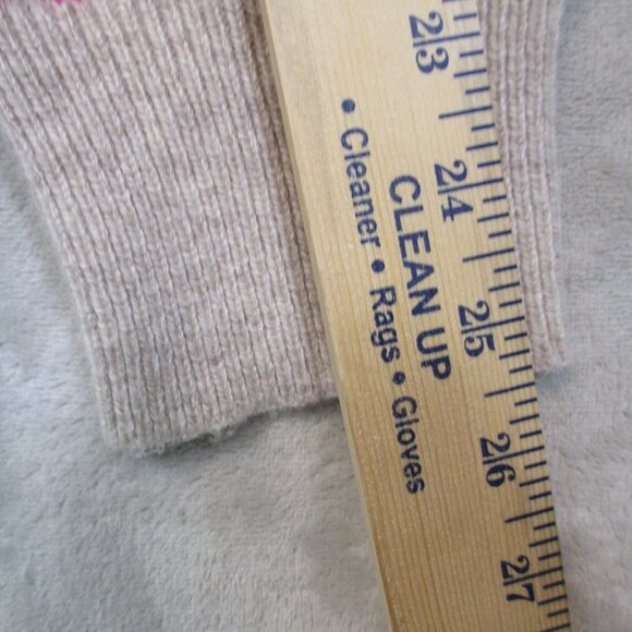 J. CREW Puff-Sleeve Fair Isle Crewneck Sweater Cherry Print Tan Pink Sz Large - Picture 11 of 12